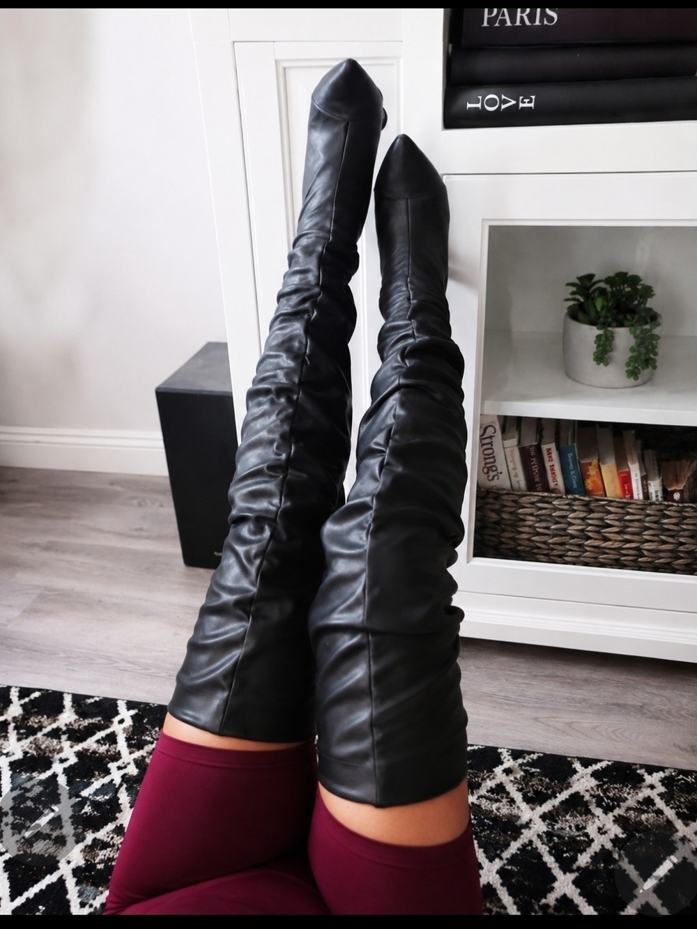 Forever Link Over-the-Knee Black Leatherette Boots